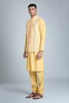 Buy_Aryavir Malhotra_Yellow Silk Blend Embroidery Mirror Nehru Jacket _Online_at_Aza_Fashions