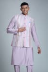 Buy_Aryavir Malhotra_Purple Silk Blend Embroidery Mirror Stripe Nehru Jacket _at_Aza_Fashions