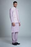 Aryavir Malhotra_Purple Silk Blend Embroidery Mirror Stripe Nehru Jacket _Online_at_Aza_Fashions