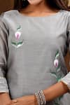 Buy_SUTI KAPDA_Grey Chanderi Hand Paint Bud Bloom Round Neck Kurta Sharara Set 