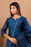 Buy_SUTI KAPDA_Blue Chanderi Embroidered Lace Notched Work Kurta Pant Set 