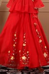 Buy_SUTI KAPDA_Red Chanderi Embroidered Lace Notched Floral Handpainted Lehenga Set _Online_at_Aza_Fashions