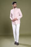 Buy_Aryavir Malhotra_Pink Bandhgala And Pant Blend Lining Embroidery Scallop With _at_Aza_Fashions