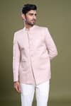 Buy_Aryavir Malhotra_Pink Bandhgala And Pant Blend Lining Embroidery Scallop With _Online_at_Aza_Fashions