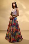 Shop_Alaya Advani_Multi Color Silk Blend Printed Floral Lehenga Set With Mirror Embroidered Jacket _Online_at_Aza_Fashions