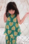 JANYAS CLOSET_Green Satin Organza Heart Geometric Kurta With Sharara _Online_at_Aza_Fashions