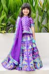 Buy_JANYAS CLOSET_Purple Satin Organza Floral Kali Lehenga Set _at_Aza_Fashions