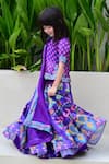 JANYAS CLOSET_Purple Satin Organza Floral Kali Lehenga Set _Online_at_Aza_Fashions