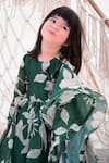 JANYAS CLOSET_Green Silk Satin Organza Printed Floral Anarkali With Dupatta _Online_at_Aza_Fashions