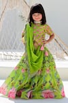 Buy_JANYAS CLOSET_Green Organza Satin Silk Printed Floral Traditional Lehenga Set _at_Aza_Fashions