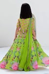 Shop_JANYAS CLOSET_Green Organza Satin Silk Printed Floral Traditional Lehenga Set _at_Aza_Fashions