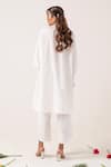 Shop_Ekavira_White Poplin Embroidery Floral V Neck Vedika Kurta With Pant _at_Aza_Fashions