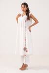 Shop_Ekavira_White Poplin Embroidery Floral V Neck Tulika Kurta With Pant _Online_at_Aza_Fashions