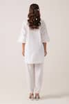 Shop_Ekavira_White Poplin Placement Embroidery Floral Round Neck Kanti Kurta With Pant _at_Aza_Fashions