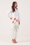 Buy_Ekavira_White Poplin Embroidery Floral Round Neck Anasuya Kurta With Pant _Online_at_Aza_Fashions