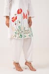 Shop_Ekavira_White Poplin Embroidery Floral Round Neck Anasuya Kurta With Pant _Online_at_Aza_Fashions