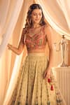 Buy_Alaya Advani_Cream Lehenga And Blouse Silk Applique Embroidered Floral Hand Work Set 