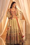 Shop_Alaya Advani_Cream Lehenga And Blouse Silk Applique Embroidered Floral Hand Work Set _Online