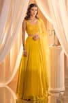 Buy_Alaya Advani_Yellow Blouse And Dupatta Net Embroidered Cutdana Plunged U Layered Lehenga Set _at_Aza_Fashions