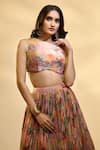 Alaya Advani_Multi Color Blouse And Lehenga Tissue Printed Floral Abstract Pleated Set _Online_at_Aza_Fashions