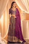 Buy_Alaya Advani_Purple Lehenga And Blouse Silk Hand Work Sequins V Neck Set _at_Aza_Fashions