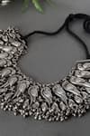 Shop_Mero Jewellery_Silver Plated Peacock Ghunghroo Tassel Necklace _at_Aza_Fashions