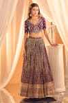 Shop_Alaya Advani_Purple Lehenga And Blouse Silk Hand Work Sequins V Neck Set _at_Aza_Fashions