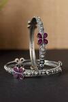 Buy_Mero Jewellery_Red Ruby Butterfly Studded Temple Bangles- Set Of 2 _at_Aza_Fashions