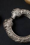 Shop_Mero Jewellery_Silver Plated Floral Carved Vintage Temple Kada-single Pc _at_Aza_Fashions
