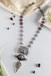 Buy_Mero Jewellery_Silver Plated Long Peacock Temple Necklace _at_Aza_Fashions
