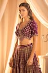 Shop_Alaya Advani_Purple Lehenga And Blouse Silk Hand Work Sequins V Neck Set _Online_at_Aza_Fashions