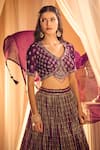 Buy_Alaya Advani_Purple Lehenga And Blouse Silk Hand Work Sequins V Neck Set 