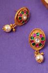 Shop_Mero Jewellery_Gold Plated Kundan Embellished Cutwork Earrings _at_Aza_Fashions