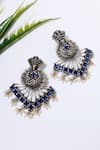 Buy_Mero Jewellery_Blue Sapphire Onyx Stone Embellished Earrings _at_Aza_Fashions