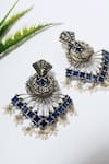 Shop_Mero Jewellery_Blue Sapphire Onyx Stone Embellished Earrings _at_Aza_Fashions