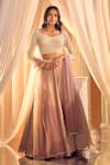 Buy_Alaya Advani_Purple Blouse And Dupatta Net Embroidered Pearl Sweetheart Lehenga Set With Work _at_Aza_Fashions