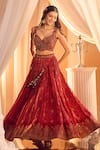 Alaya Advani_Red Lehenga And Blouse Silk Hand Work Floral Plunged Bandhani Pattern & Set _at_Aza_Fashions