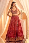 Alaya Advani_Red Lehenga And Blouse Silk Hand Work Floral Plunged Bandhani Pattern & Set _Online