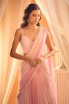 Alaya Advani_Pink Viscose Georgette Hand Work Embroidered Lehenga Saree Set With Jacket _Online_at_Aza_Fashions