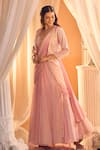 Alaya Advani_Pink Viscose Georgette Hand Work Embroidered Lehenga Saree Set With Jacket _Online