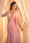 Buy_Alaya Advani_Pink Viscose Georgette Hand Work Embroidered Lehenga Saree Set With Jacket _Online