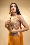 Shop_Alaya Advani_Orange Blouse Dupion Silk Embroidered Sequins Leaf And Sharara Set 