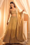 Alaya Advani_Beige Silk Hand Work Zari Sweetheart Lehenga Blouse Set _Online