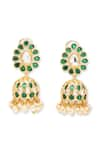 Curio Cottage_Green Kundan Meira And Stone Embellished Jhumkas _Online_at_Aza_Fashions