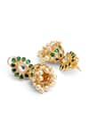 Buy_Curio Cottage_Green Kundan Meira And Stone Embellished Jhumkas _Online_at_Aza_Fashions