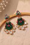 Shop_Curio Cottage_Multi Color Stone Meira Parrot Carved Embellished Earrings _at_Aza_Fashions