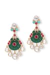 Curio Cottage_Multi Color Stone Meira Parrot Carved Embellished Earrings _Online_at_Aza_Fashions