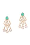 Curio Cottage_Green Polki Meira Embellished Earrings _Online_at_Aza_Fashions