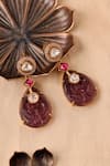 Shop_Curio Cottage_Purple Stone Meira Embellished Earrings _at_Aza_Fashions