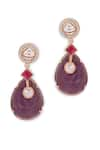 Curio Cottage_Purple Stone Meira Embellished Earrings _Online_at_Aza_Fashions